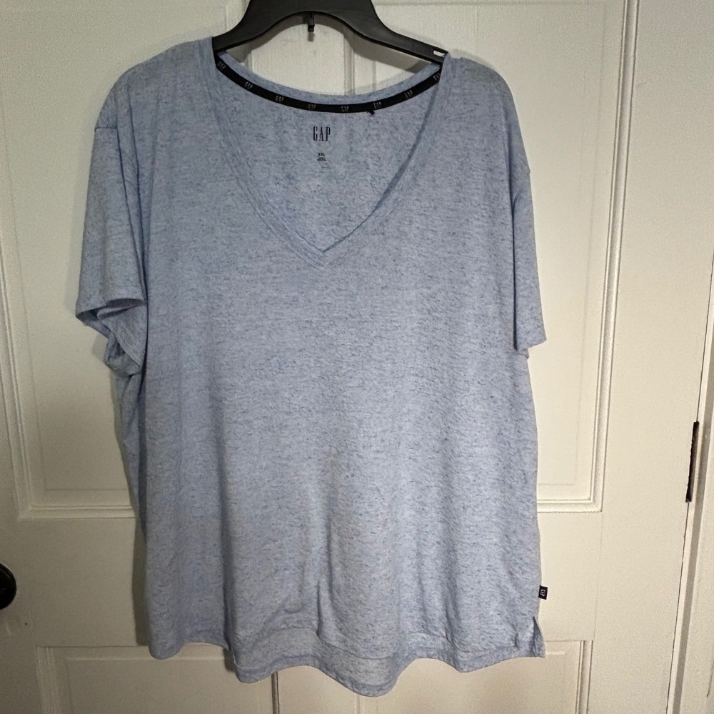 Gap Womens XXL V-Neck T-Shirt Bundle Blue Yellow Marled Short Sleeve Top‎ 2 Pack
